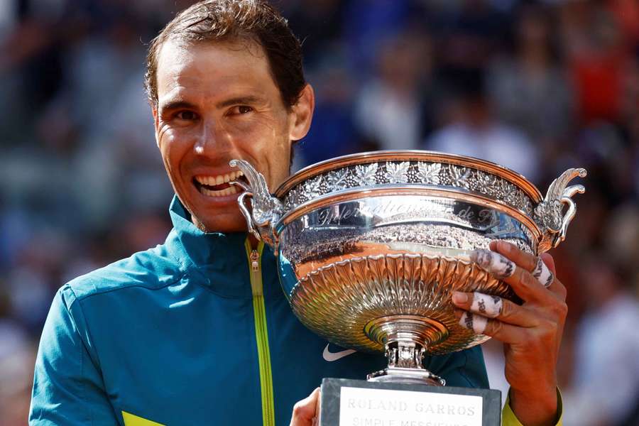 Nadal with his Roland Garros trophy