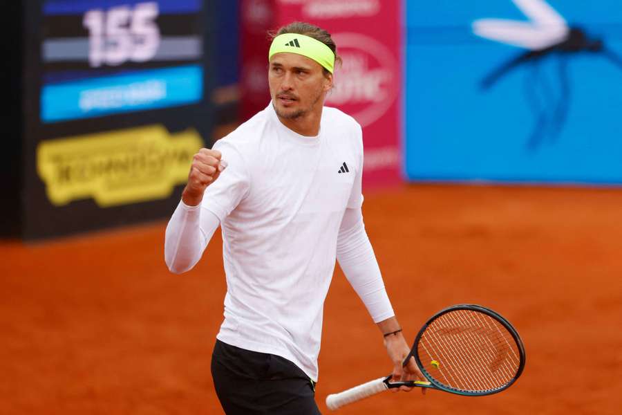 Germany's Alexander Zverev reacts during his quarter-final match against the Netherlands' Tallon Griekspoor 