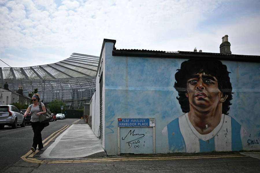 Une fresque de Maradona à Dublin.