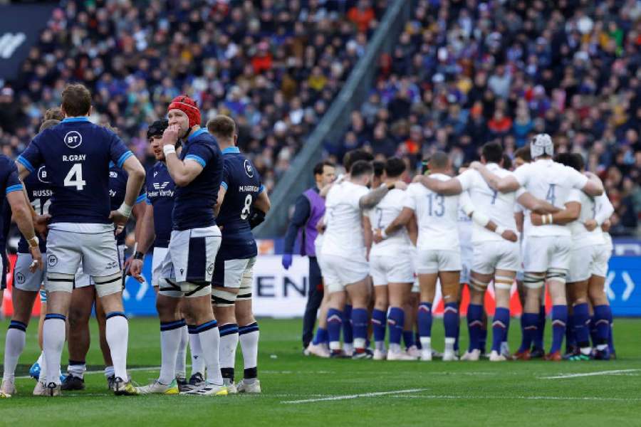  Scotland's Grant Gilchrist with teammates against France