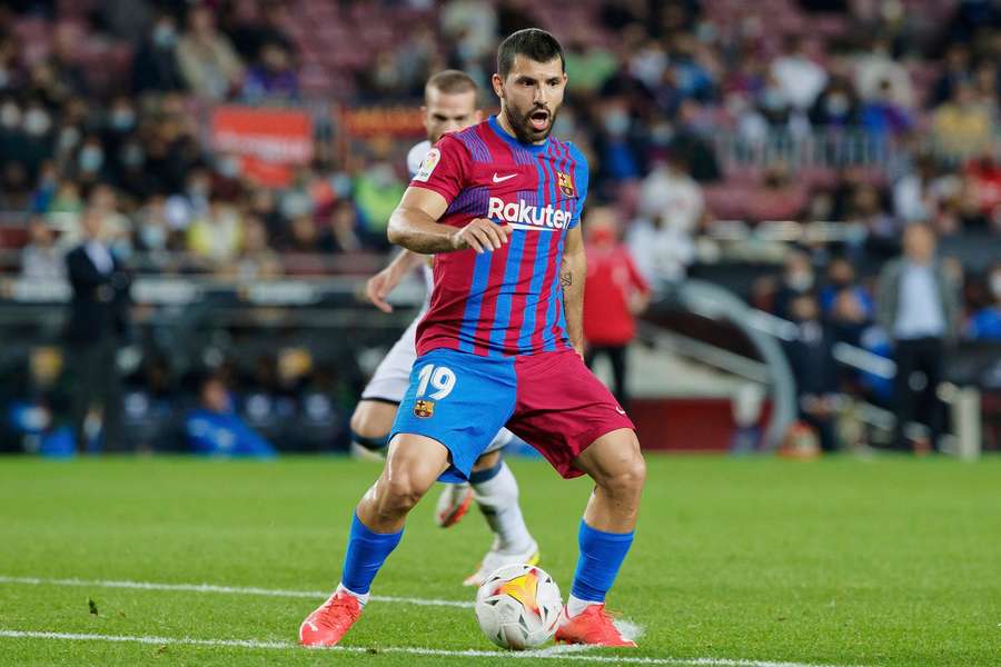 Sergio Kun Aguero of during the match between FC Barcelona and Deportivo Alaves in 2021