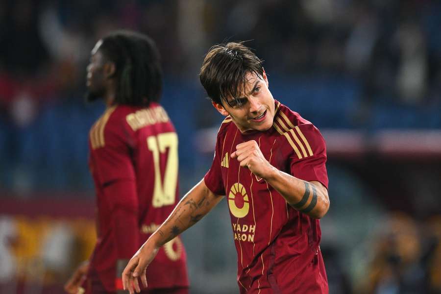 Paulo Dybala celebrates after scoring the game's only goal