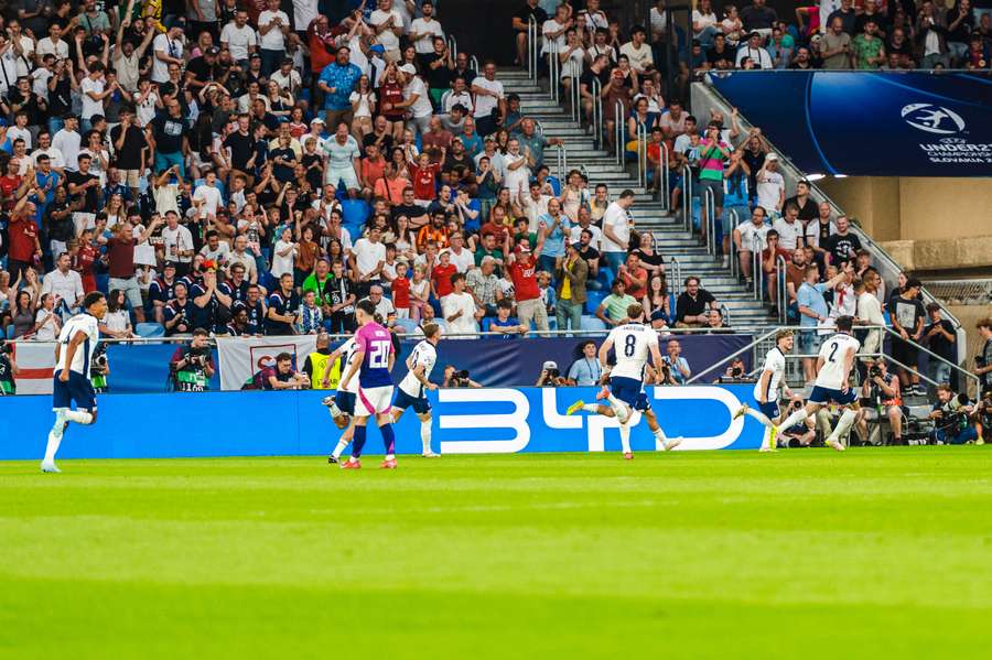 Harvey Elliott celebrates in front of the fans Harvey Elliott celebrates in front of the fans
