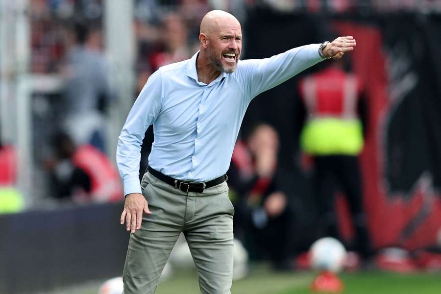 Erik ten Hag on the touchline at Bremen on Saturday