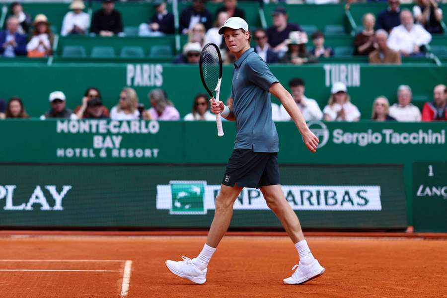 Italy's Jannik Sinner reacts during his Monte Carlo Masters second-round match against France's Ugo Humbert Italy's Jannik Sinner reacts during his Monte Carlo Masters second-round match against France's Ugo Humbert