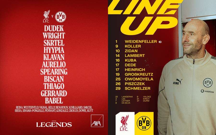 Składy na pierwszą połowę meczu legend Liverpool - Borussia