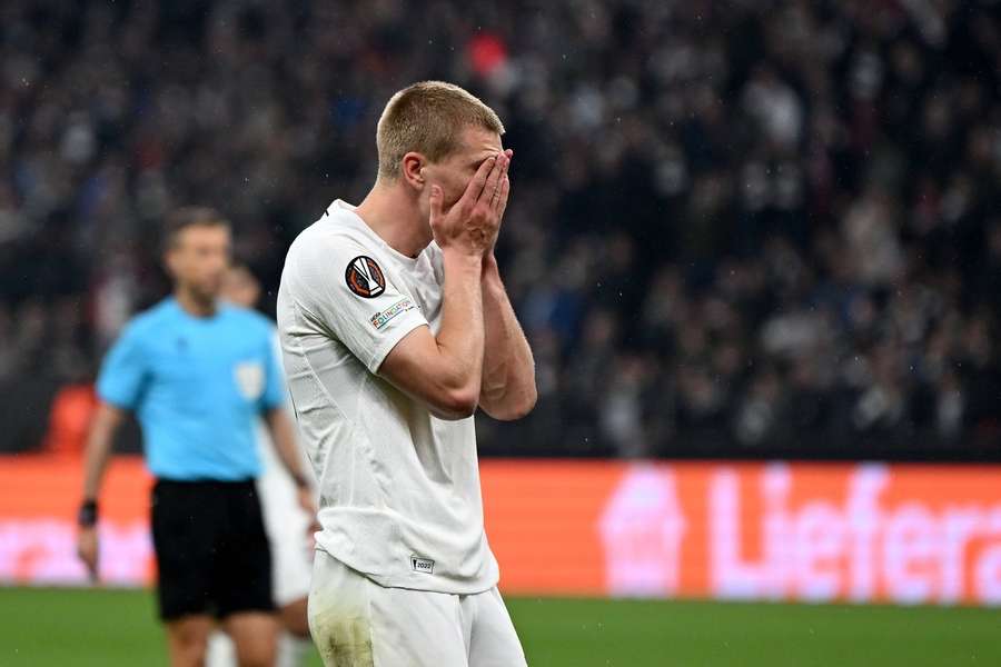 Rasmus Nissen Kristensen during the Europa League quarter-final against Tottenham Rasmus Nissen Kristensen during the Europa League quarter-final against Tottenham