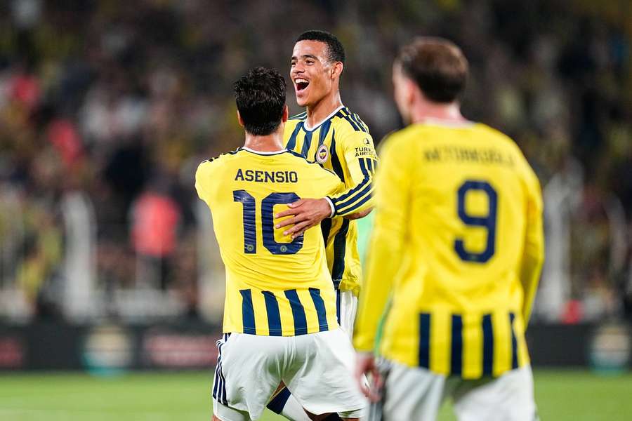 Mason Greenwood and Marco Asensio celebrate Mason Greenwood and Marco Asensio celebrate