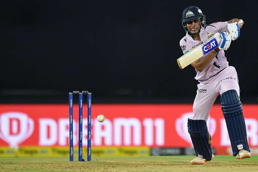 Gujarat Titans' Shubman Gill plays a shot during the IPL cricket match between Gujarat Titans and Sunrisers Hyderabad