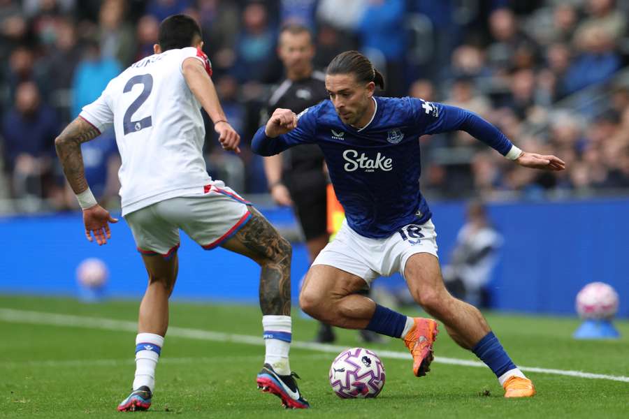 Jack Grealish on the ball for Everton 