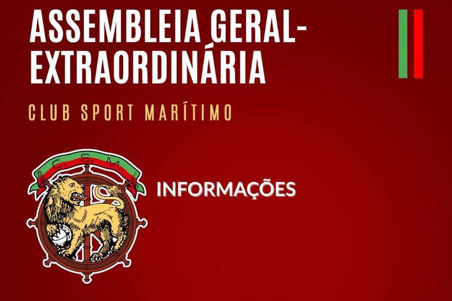 Sócios do Marítimo reúnem-se em Assembleia Geral a 18 de julho