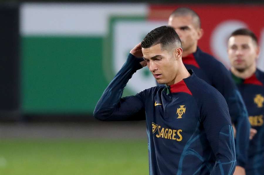 Cristiano Ronaldo op de training bij de nationale ploeg van Portugal