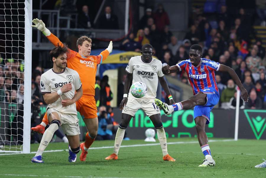 Crystal Palace's Ismaila Sarr scores a goal that was later disallowed