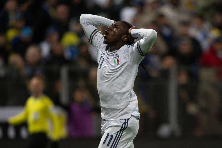 Atacantul italian Moise Kean în timpul meciului pierdut cu Bosnia