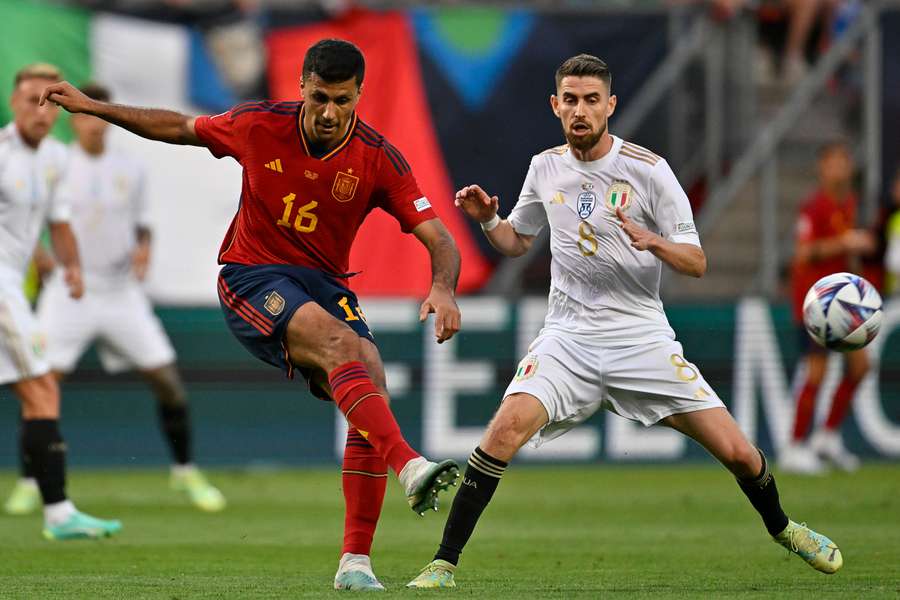 Spain midfielder Rodri (L) helped his team overcome Italy and reach the final of the Nations League