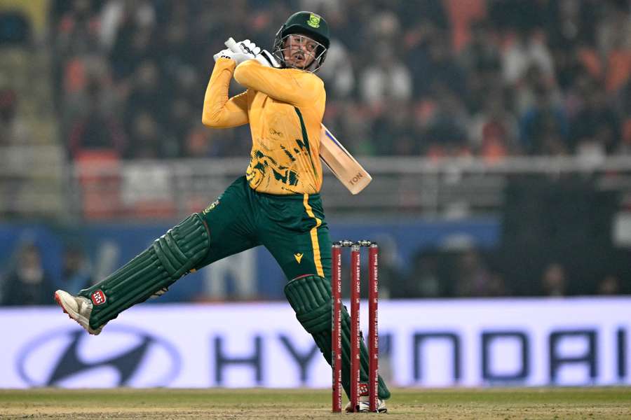 Quinton de Kock plays a shot during the second Twenty20 international cricket match between India and South Africa Quinton de Kock plays a shot during the second Twenty20 international cricket match between India and South Africa