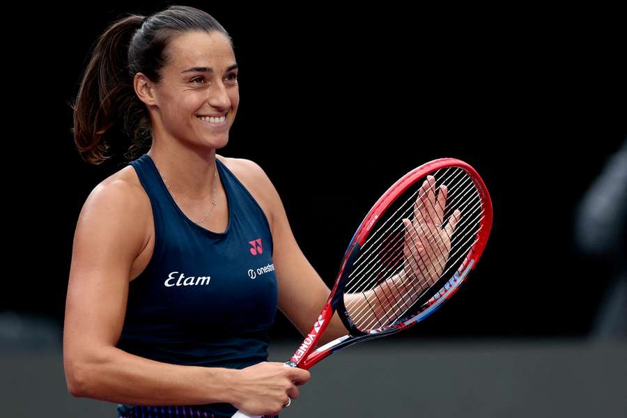 Caroline Garcia, joyeuse après sa qualification.