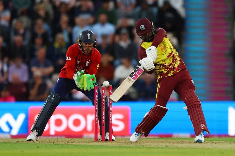 Shai Hope plays through the off-side in Southampton