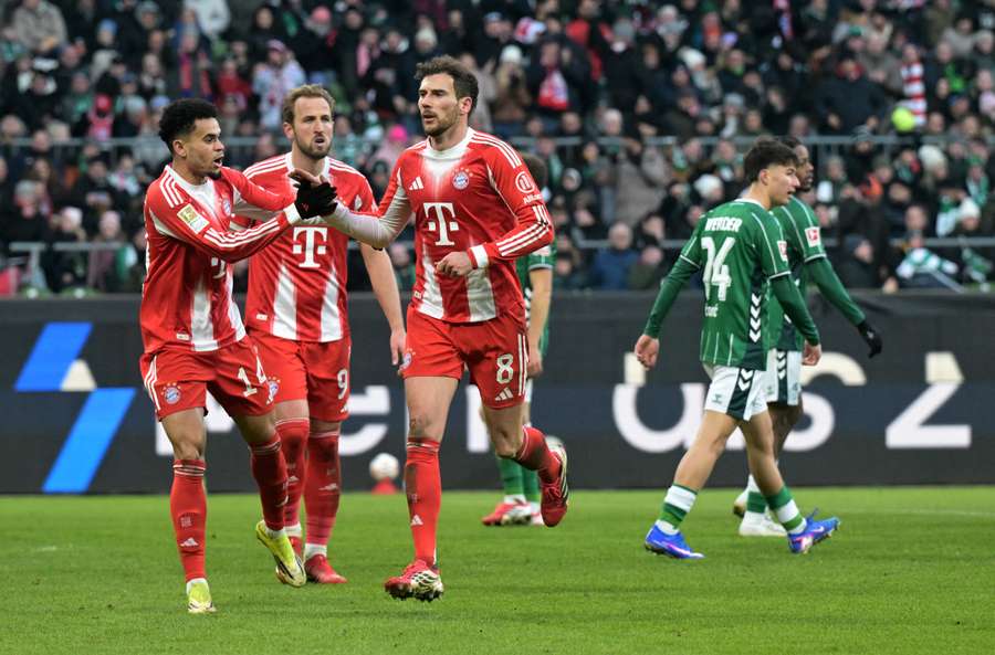 Leon Goretzka celebrates his goal for Bayern
