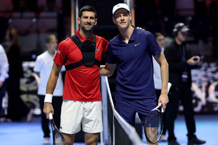 Djokovic et Sinner en Arabie saoudite le 16 octobre 2025.