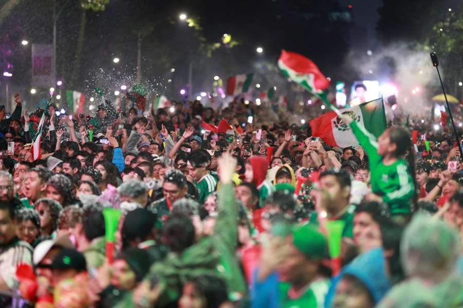 Mexican fans gathered in Mexico City during the World Cup game against Ecuador