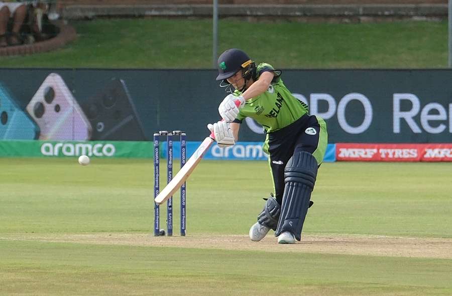 Ireland's Gaby Lewis was 32 not out when rain stopped play