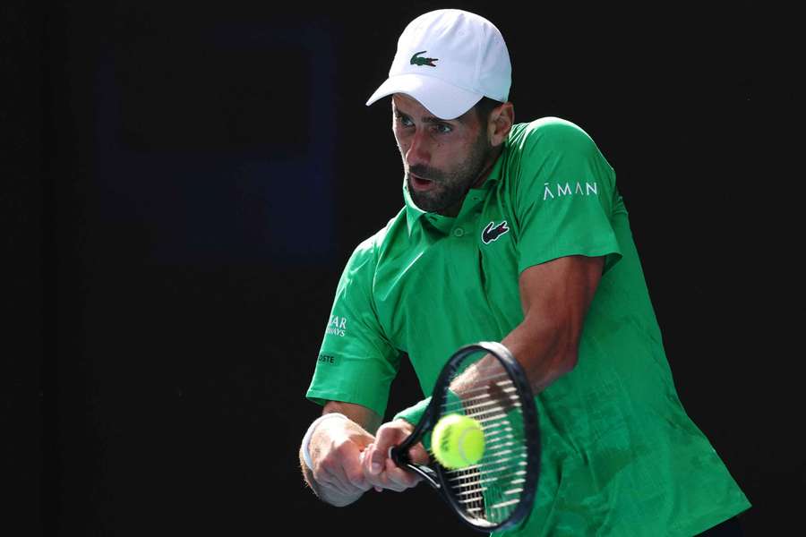 Serbia's Novak Djokovic in action during his quarter-final match against Italy's Lorenzo Musetti 