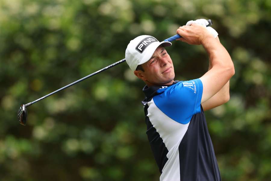  Viktor Hovland of Norway plays his shot from the sixth tee during the first round of the RBC Heritage