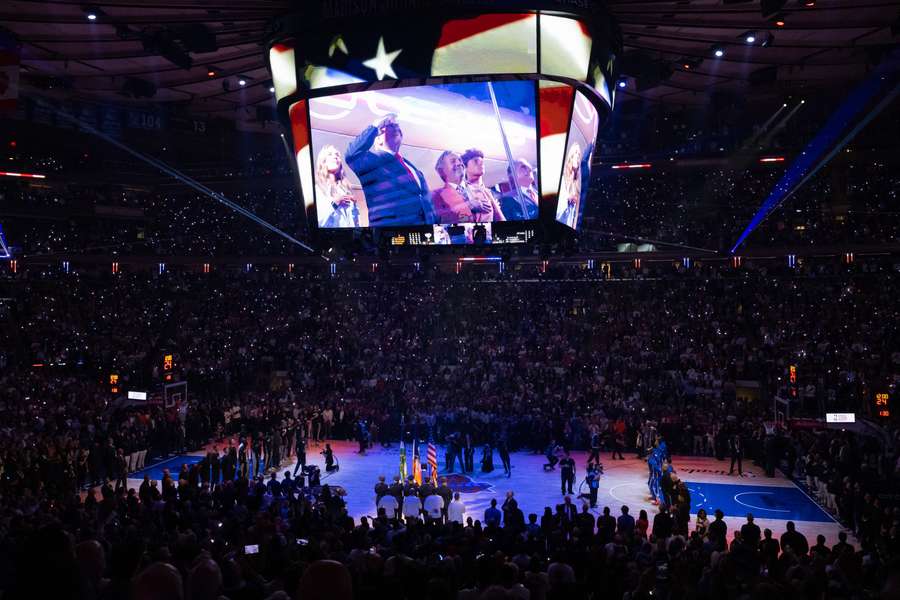 Donald Trump on the big screen at Madison Square Garden