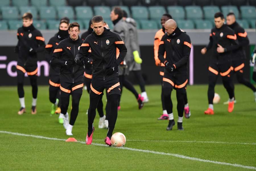 Shakhtar players in training before their match against Feyenoord