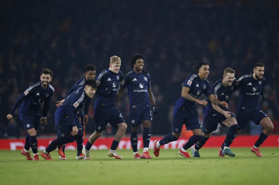 United celebrate their win