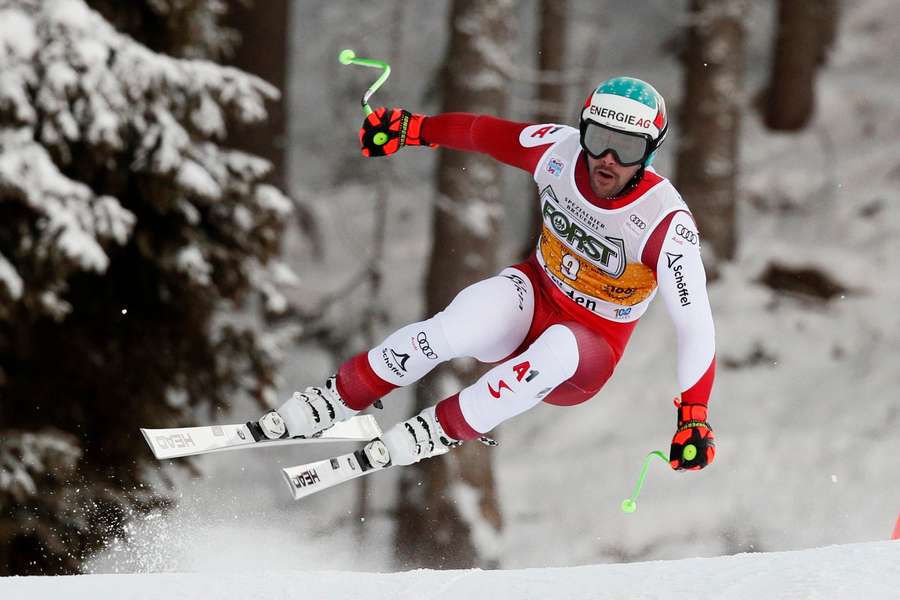 Austria's Vincent Kriechmayr in action during the Men's Downhill