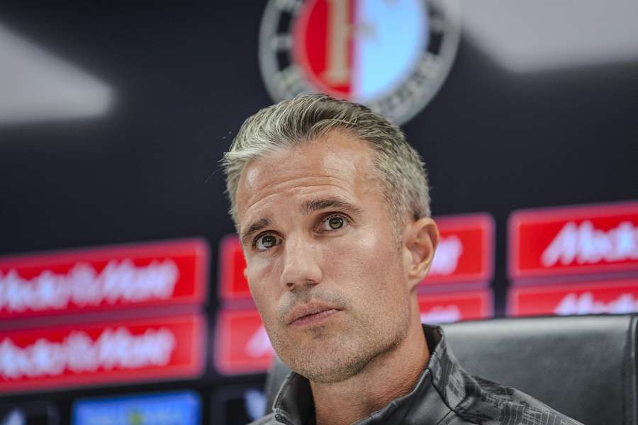 Feyenoord manager Robin van Persie during Tuesday's press conference Feyenoord manager Robin van Persie during Tuesday's press conference