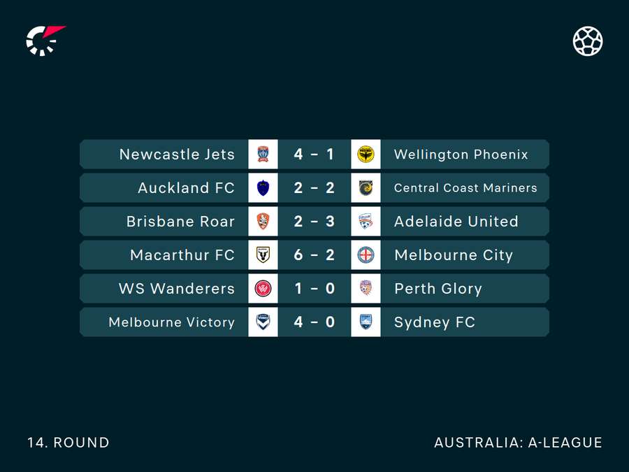A-League Round 14 Results