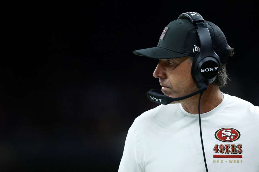 49ers head coach Kyle Shanahan looks on during a game