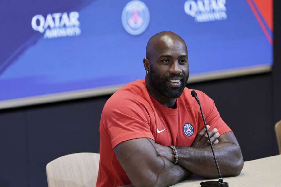 Teddy Riner en conférence de presse.