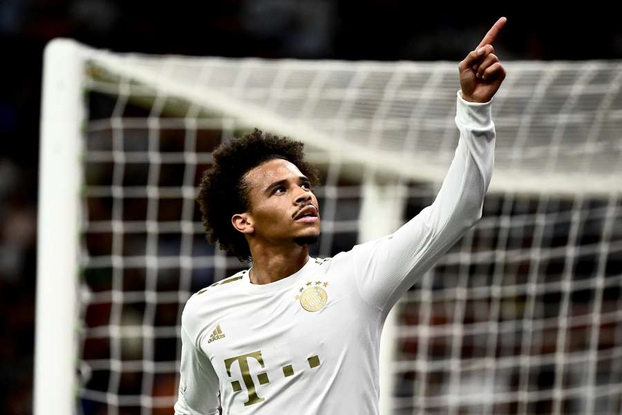 Bayern Munich's German midfielder Leroy Sane celebrates after scoring against Inter Milan.