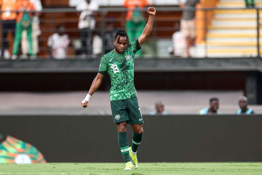 Ademola Lookman celebrates scoring for Nigeria
