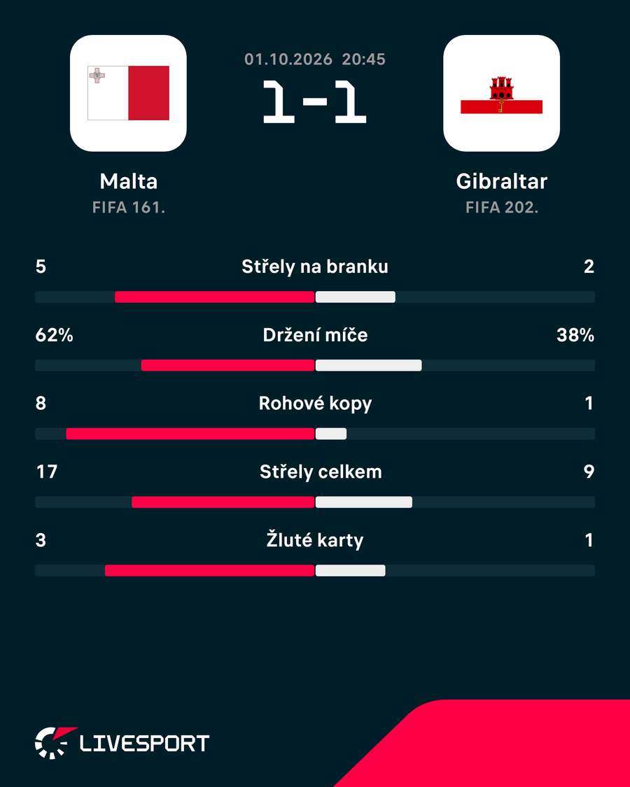 Statistiky utkání.