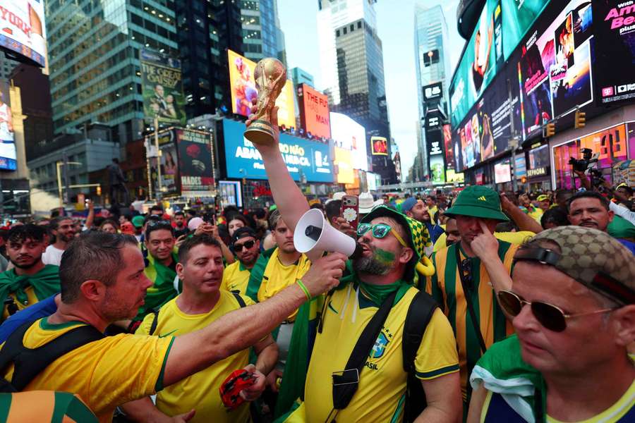 Brazil fans gather in New York ahead of their opening match against Morocco Brazil fans gather in New York ahead of their opening match against Morocco