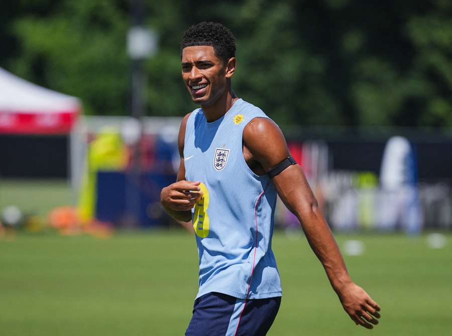 Bellingham during an England training session Bellingham during an England training session
