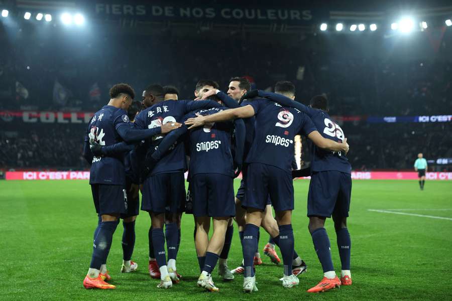 Le PSG célèbre un but contre Reims lors de la 19e journée de Ligue 1.