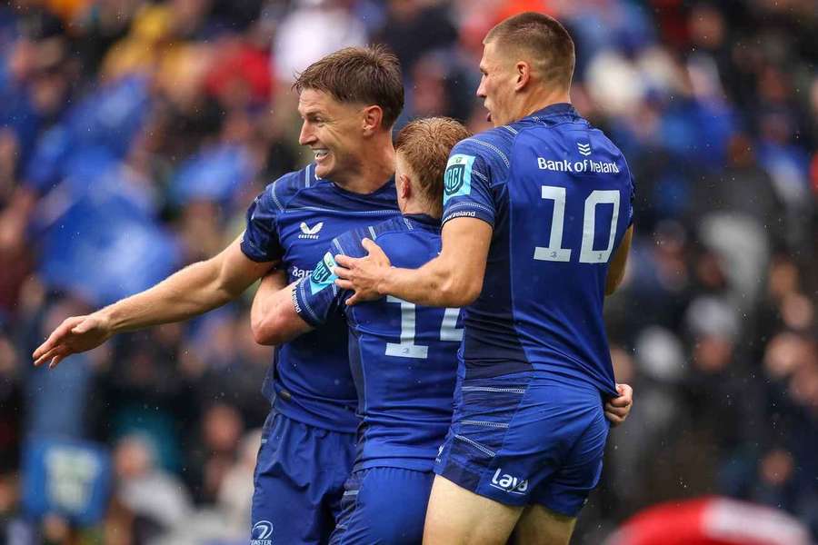 Jordie Barrett celebrates with team-mates after scoring a try Jordie Barrett celebrates with team-mates after scoring a try