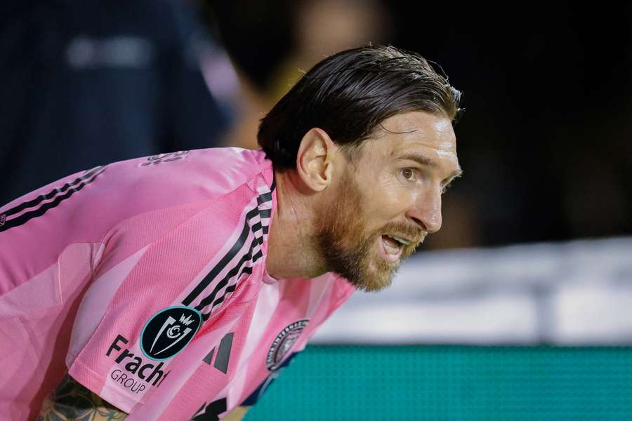 Lionel Messi looks on during the CONCACAF Champions Cup semi-final match between Inter Miami FC and the Vancouver Whitecaps