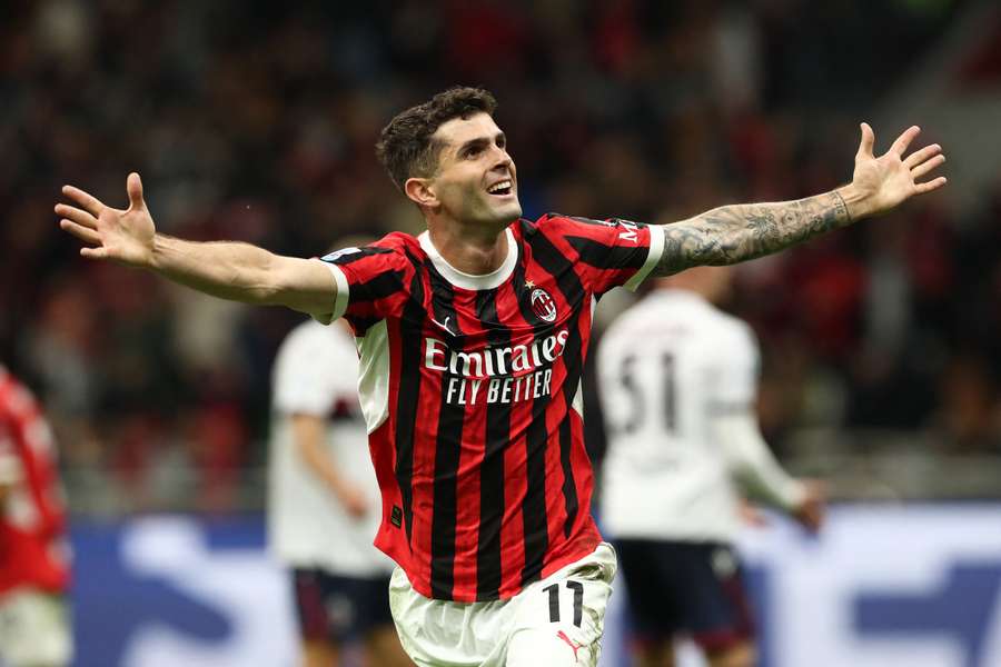 Pulisic fez um dos gols do Milan contra o Bologna