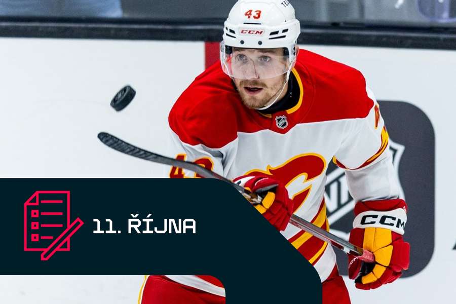 Adam Klapka v dresu Calgary Flames.