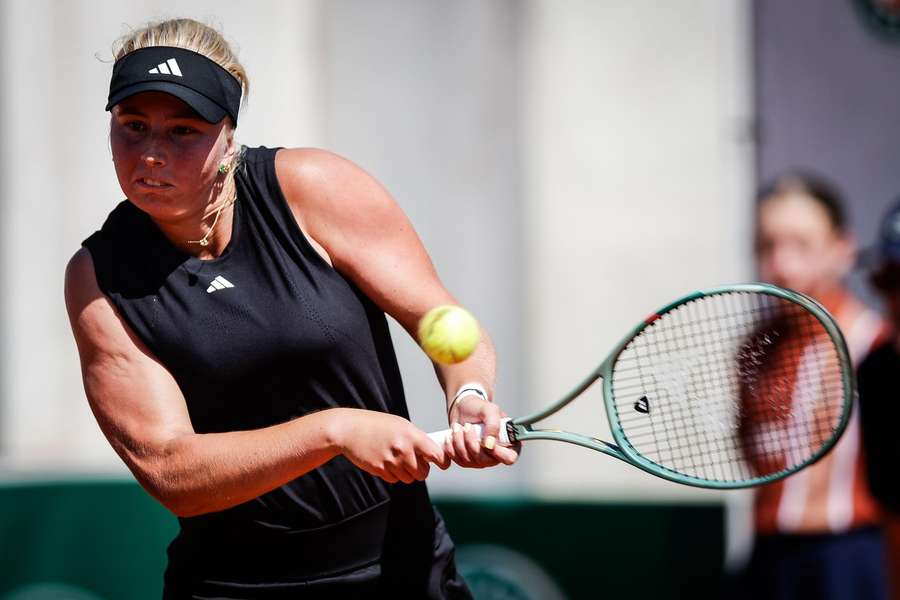 Tauson in action during the French Open