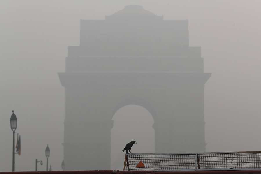 The air quality blocks out India Gate in New Delhi
