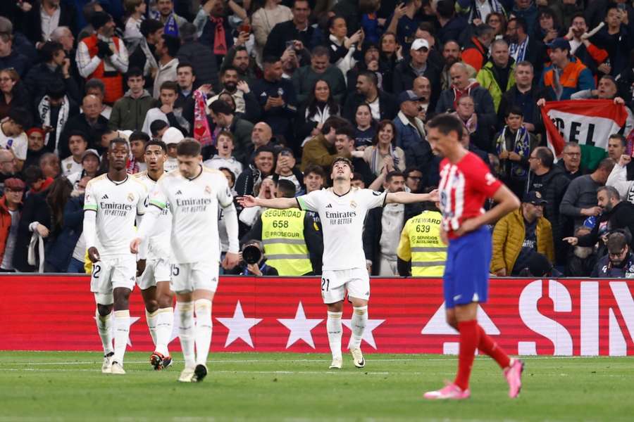 Brahim comemora o golo contra o Atlético de Madrid.