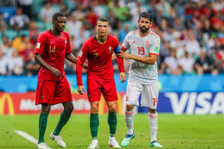 William Carvalho, Cristiano Ronaldo y Diego Costa, en el Portugal-España de Rusia 2018 William Carvalho, Cristiano Ronaldo y Diego Costa, en el Portugal-España de Rusia 2018
